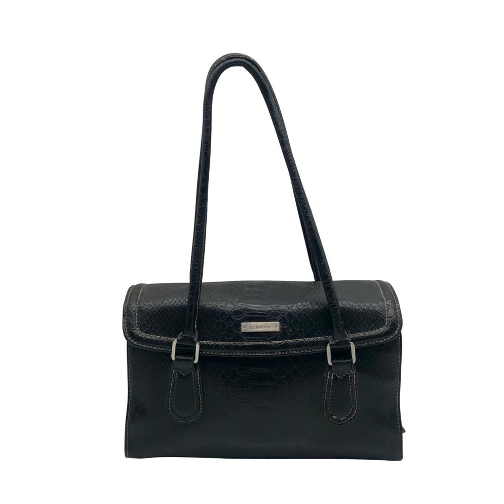 Liz Claiborne Black Faux Leather Snakeskin Handbag